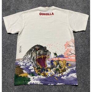 Godzilla Japanese Art Cherry Blossom Mt. Fuji Hokusai Graphic T-Shirt Mens M